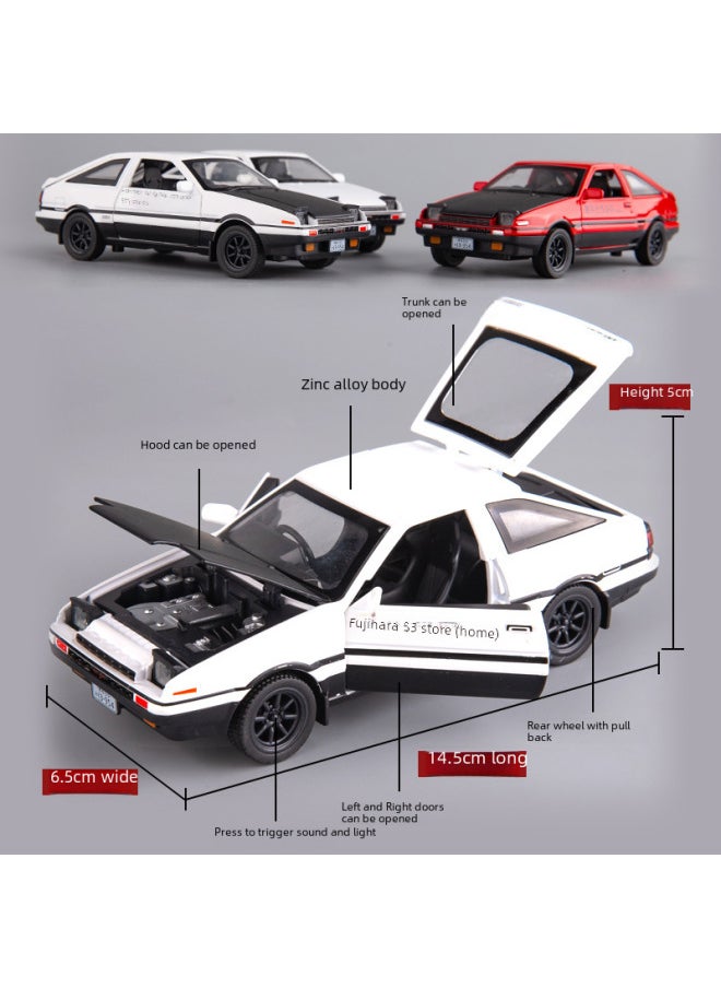 Generic - Boxed Tianying Headword D Simulation Alloy Car Model 1:32 AE86 Car Model Sound And Light Pull Back Puzzle-Color:White And White - Image 1