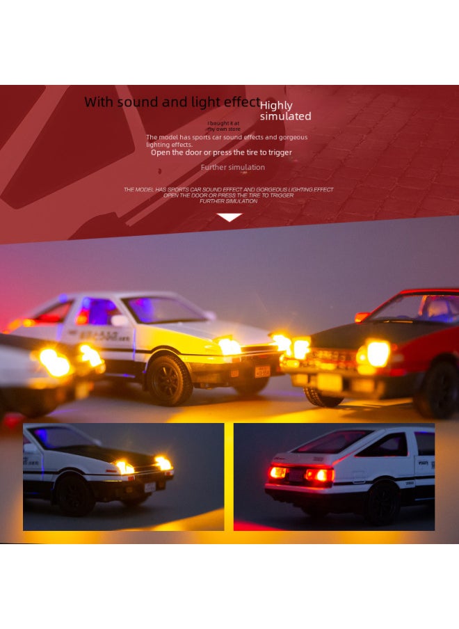 Generic - Boxed Tianying Headword D Simulation Alloy Car Model 1:32 AE86 Car Model Sound And Light Pull Back Puzzle-Color:White And White - Image 1