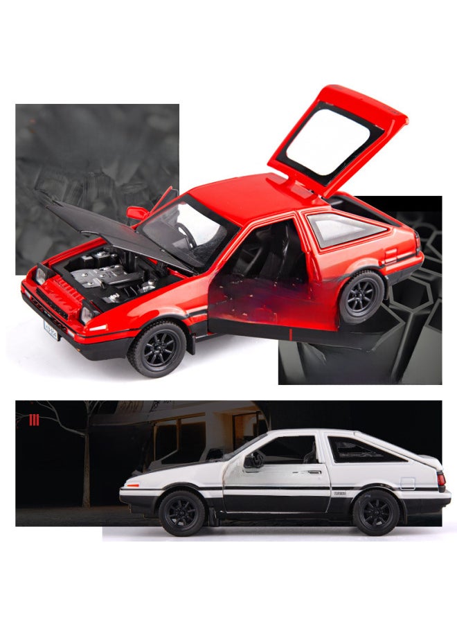 Generic - Boxed Tianying Headword D Simulation Alloy Car Model 1:32 AE86 Car Model Sound And Light Pull Back Puzzle-Color:White And White - Image 1