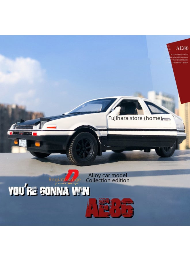Generic - Boxed Tianying Headword D Simulation Alloy Car Model 1:32 AE86 Car Model Sound And Light Pull Back Puzzle-Color:White And White - Image 1