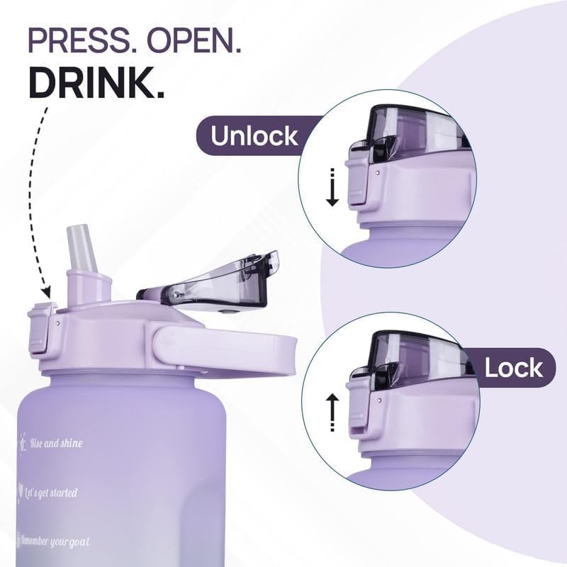 HOMEZZA Motivational Water Bottle Set of 3 Time Marker with Straw Leakproof BPAFree NonToxic Sipper Bottles for Office Gym Sports and School Use - Image 2
