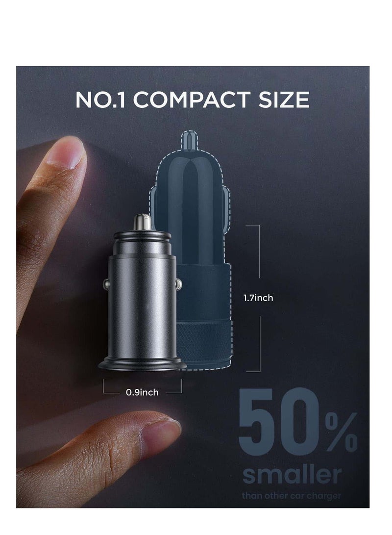 SYOSI Car Charger, Smallest 4.8A All Metal USB Car Charger Fast Charge Car Charger Adapter Flush Fit Compatible with for iPhone, iPad, Samsung Black - Image 2