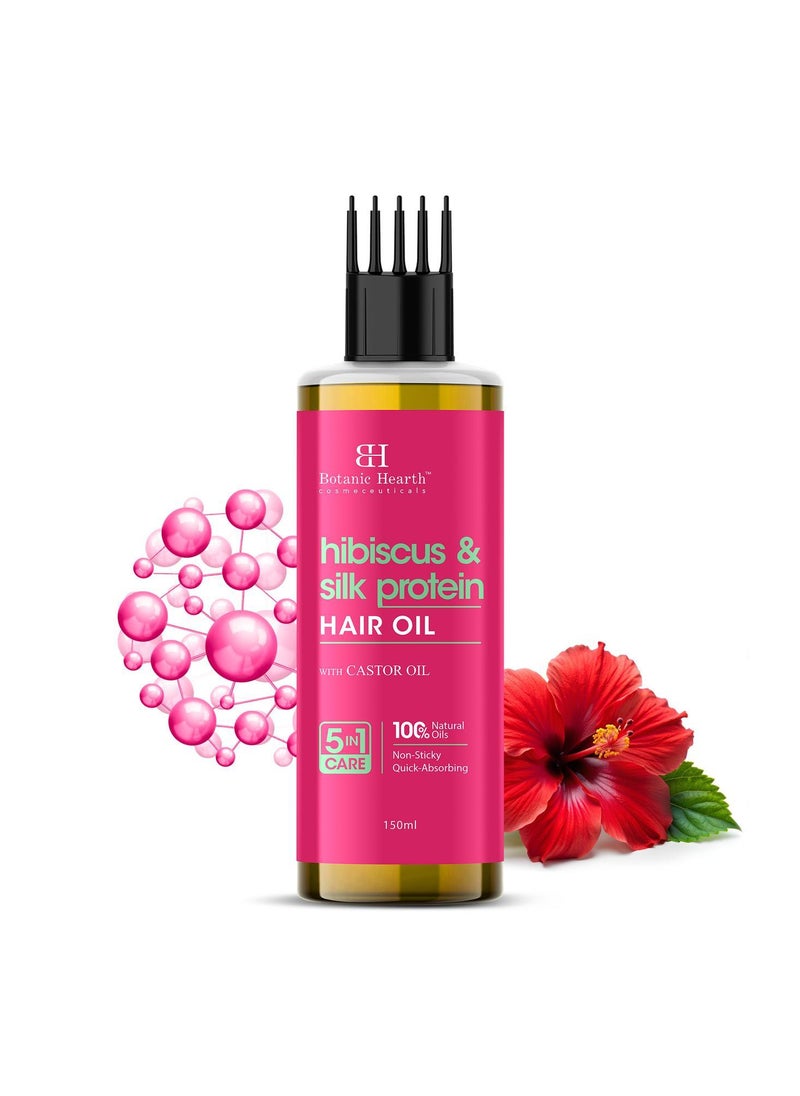Botanic Hearth Botanic Hearth Hibiscus Silk Protein Hair Oil – 150ml – Nourishes & Strengthens Hair, Enhances Shine, Reduces Frizz, Promotes Healthy Hair Growth with Hibiscus & Silk Proteins  - Image 1