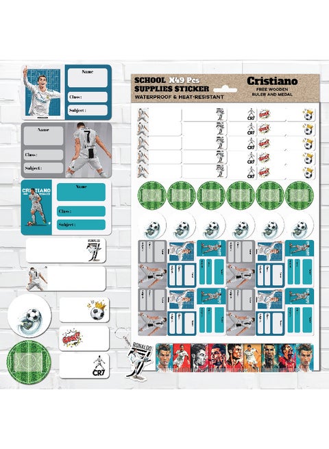 Sticker Set For Kids School Supplies – Cristiano 49 Pieces Of Their Favorite Cartoon Stickers, Waterproof, For Writing The Child's Name On School Items, Perfect For Labeling Supplies, Notebooks, Pens, Bottles, Boxes, And More – The Perfect Solution To Keep Your Child's Belongings From Getting Lost At School – Washable, Removable, And Leaves No Residue.