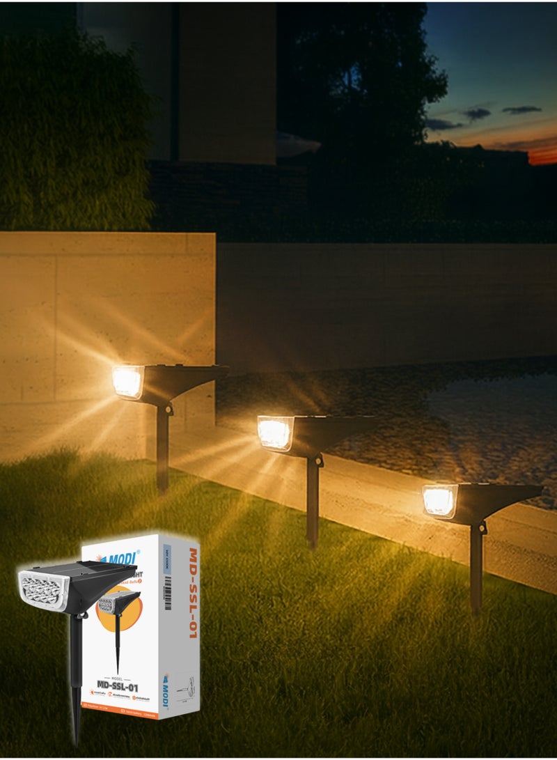 MODI Solar Spike Light Outdoor LED 1.7W Mono Panel | 8H+ Lighting | 3000K Warm White | IP65 Waterproof Garden Pathway Landscape Spotlight - Image 1