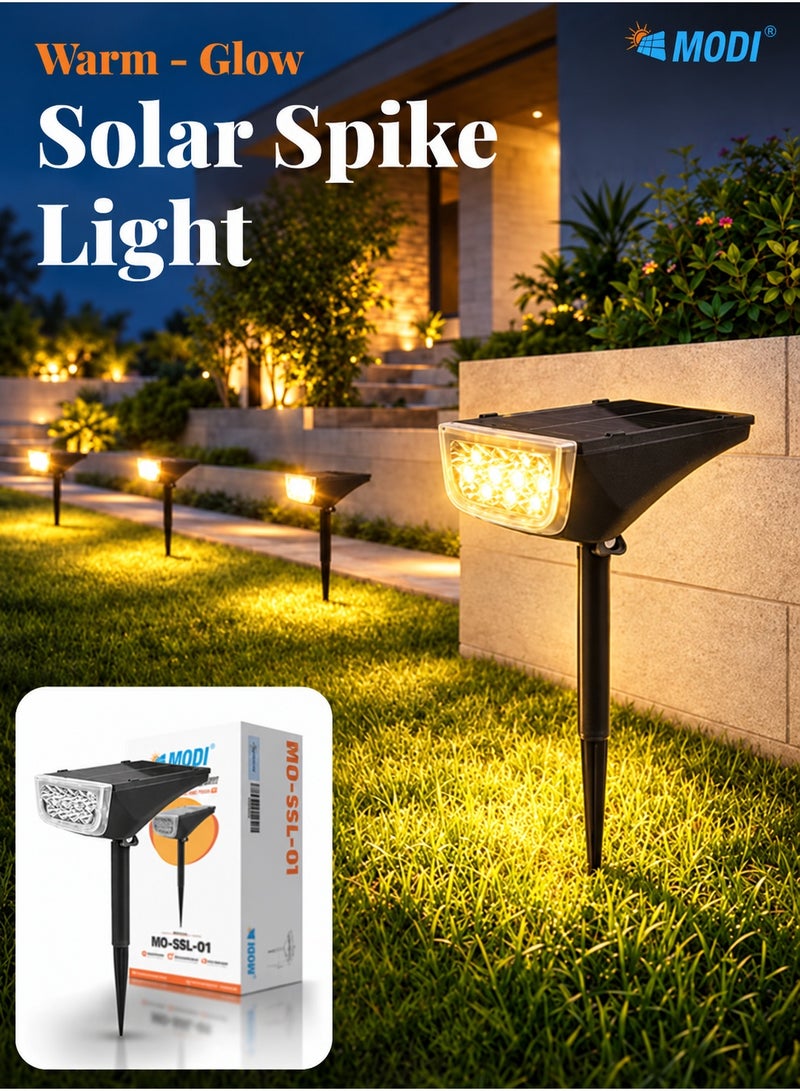 مودي مصباح LED خارجي يعمل بالطاقة الشمسية، لوحة أحادية، 1.7 واط | إضاءة 8 ساعات فأكثر | أبيض دافئ 3000 كلفن | مقاوم للماء IP65، إضاءة كشافة للمناظر الطبيعية، ممرات الحدائق - Image 1