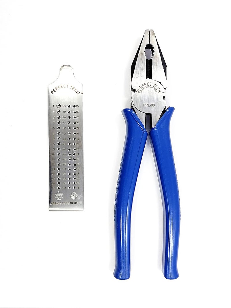 PERFECT TECH COMBO OF 8" COMBINATION PLIER & 1-51 JANTRI/JANTI FOR JWELLERY MAKING, GOLDSMITH WORKS AND LENGHTNENING SILVER & GOLD WIRES - Image 1