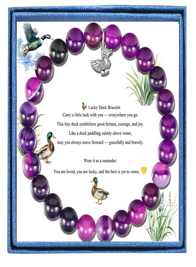 LIUANAN Duck Charm Amethyst Bracelet for Women Ducks Spirit Animal Jewelry Real Amethyst Stone Gift for Animal Lovers Intuition Protection Crystal Gifts for Daughter Niece Birthday (Duck) - Image 1