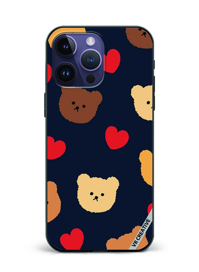 VR CREATIVE Protective Case Cover For Apple iPhone 15 Pro Max Teddy Face Design Multicolour - Image 1