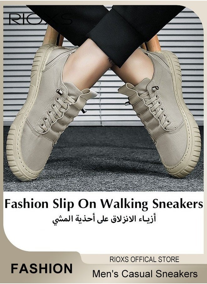 RIOXS - Men's Classic Canvas Low Top Sneakers, High-quality Lightweight Breathable Shoes, Fashionable Comfortable Flat Shoes with Non-slip Sole, Casual Canvas Shoes, Suitable for Various Activities - Image 1