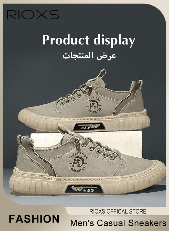 RIOXS Low Top Sneaker for Men, Classic Canvas Sneakers, Comfy Breathable Athlesiure Shoes, Men's Classic Canvas Shoes, Lightweight Non-slip Running Shoes, Durable Reliable Walking Shoes, Sport Shoes for Jogging Workuot Work and Daily Wear, Green Mens Footwear - Image 5