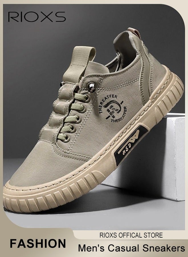 RIOXS Low Top Sneaker for Men, Classic Canvas Sneakers, Comfy Breathable Athlesiure Shoes, Men's Classic Canvas Shoes, Lightweight Non-slip Running Shoes, Durable Reliable Walking Shoes, Sport Shoes for Jogging Workuot Work and Daily Wear, Green Mens Footwear - Image 2