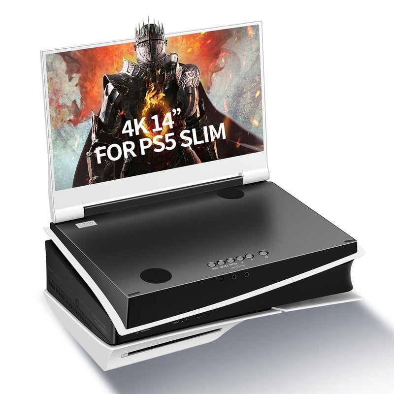 G-STORY شاشة محمولة GSTORY بحجم 14 بوصة IPS 4K 60Hz مخصصة للألعاب متكاملة مع PS5 Slim غير مدرج 38402160 مع 2 منفذ HDMI FreeSync مدمج 2 مكبر صوت ستيريو متعدد الوسائط - Image 2