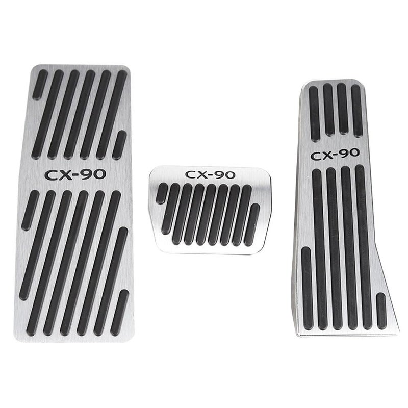 LEXLEY 3PCS AntiSlip Aluminum Brake Gas Dead Pedal PadsAuto No Drilling Accelerator Pedal Covers Only for Mazda 2024 2025 CX90SLIVER