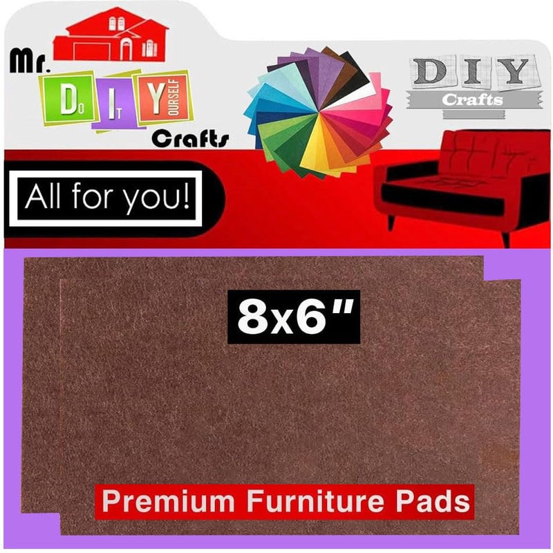 Do It Yourself DIY Crafts Furniture Pads Non-adhesive Square Felt Furniture Pads Thicken Noise Reduction Floor Protector Customized Cuttable Felt Furniture Pads Self Adhesive Sticker (4 Sheets Brown, 2 Sheets Brown) - Image 1