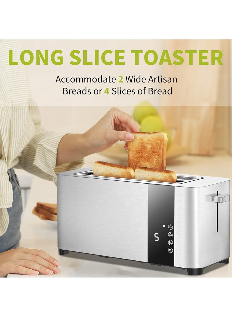 4 Slice Toaster with Extra-Wide Slots – Adjustable Temperature Control, Defrost & Reheat Functions, 1.5-inch Wide Slots for Bread, Bagels & Snacks, Stainless Steel Breakfast Toaster 1400W  - Image 3