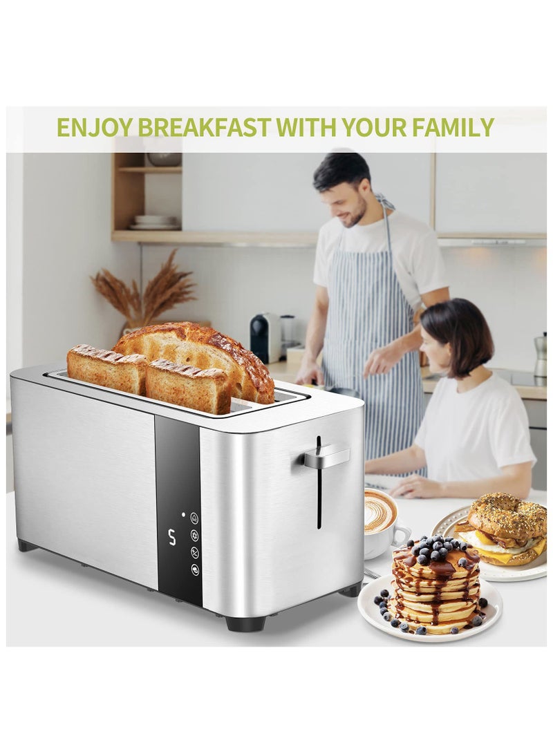 4 Slice Toaster with Extra-Wide Slots – Adjustable Temperature Control, Defrost & Reheat Functions, 1.5-inch Wide Slots for Bread, Bagels & Snacks, Stainless Steel Breakfast Toaster 1400W  - Image 5