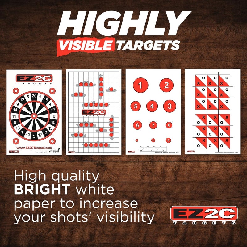 EZ2C Games Styles: Dartboard - Sink The Boats - Tic-Tac-Toe - Reducing Circles - Paper Targets for Shooting Range 11"x17" Fun Gun Range Targets for Shooting USA Made Gun Gifts - Image 2