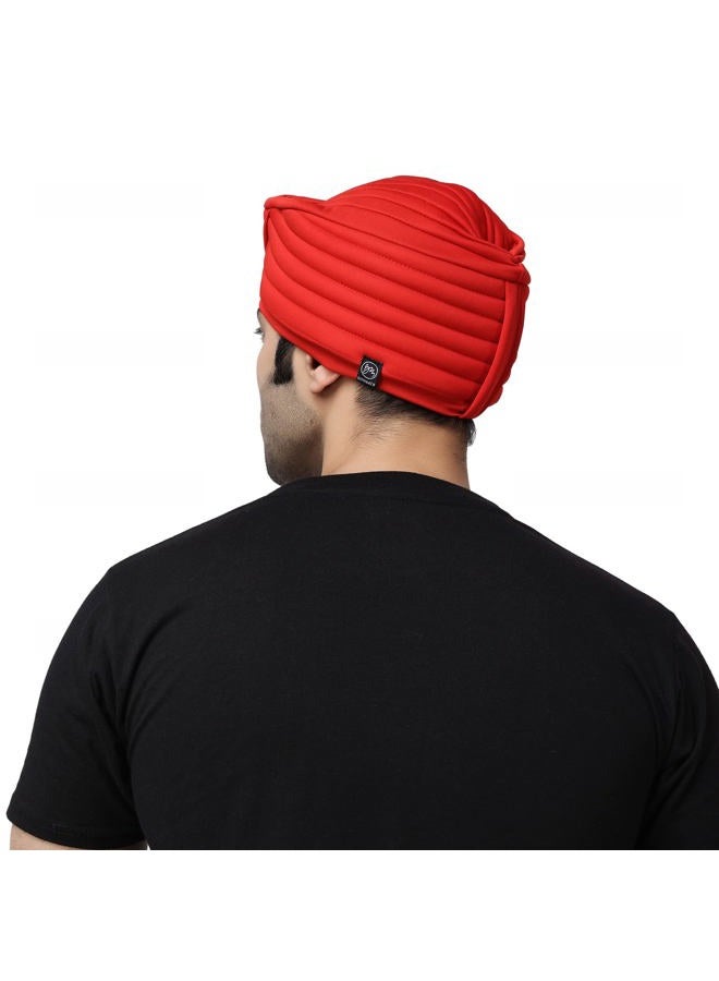 BISMAADH Sikh Tradition Readymade Turban, Dastar, Pagri, Beanie Head Cover for Men (Red) - Image 4