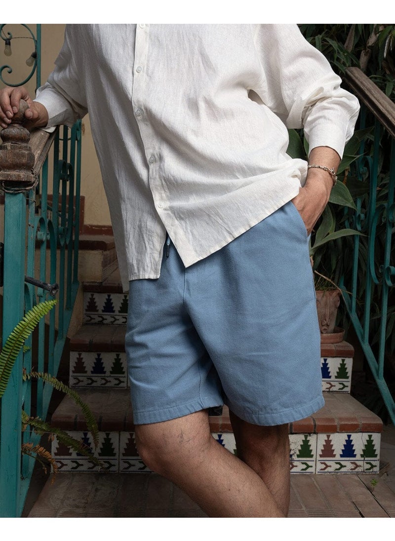 In Your Shoe Baby Blue Gabardine Shorts  - Image 2