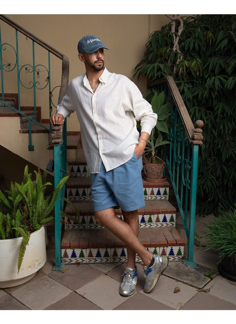 In Your Shoe Baby Blue Gabardine Shorts  - Image 1