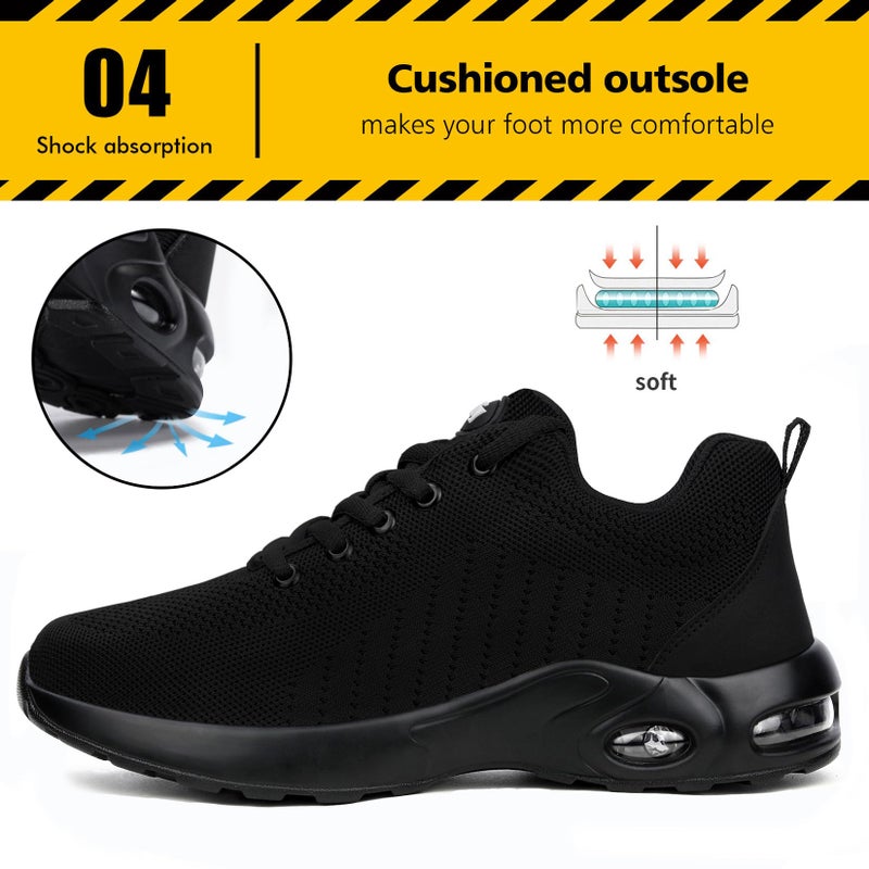 Tinefiy Steel Toe Shoes for Women Lightweight Safety Shoes Comfortable Slip Resistant Indestructible Shoe Womens Puncture Proof Work Shoe Size 9 - Image 5