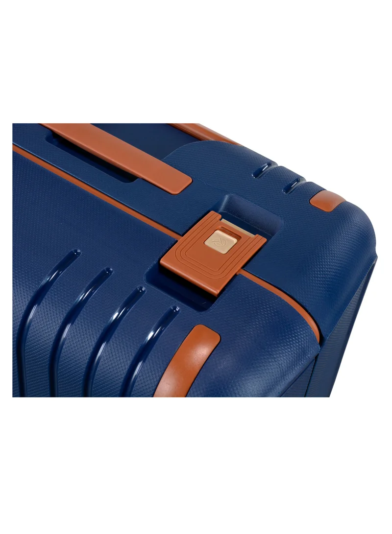 eminent Vertica Hard Case Travel Bag Large Luggage Trolley Polypropylene Lightweight Suitcase 4 Quiet Double Spinner Wheels With TSA Lock B0006 Dark Blue Brown Trim