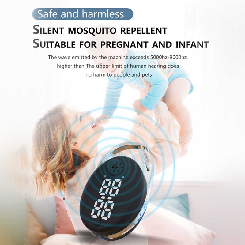 Acoustic Mosquito Repeller Three Gears USB Rechargeable Hook Type Indoor Outdoor Portable Physics Mosquito Repellent with Clock Display - Image 3