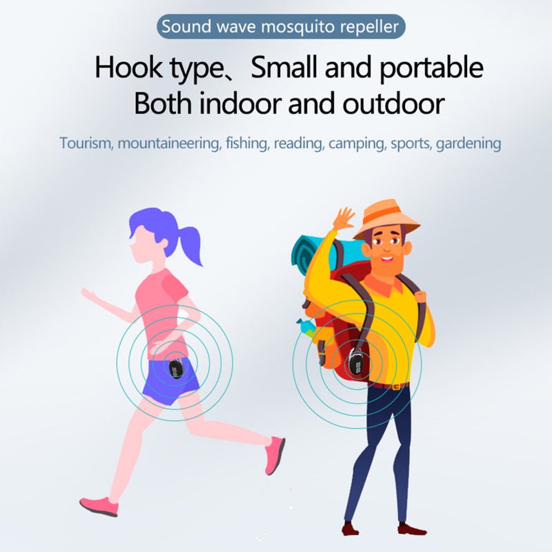 Acoustic Mosquito Repeller Three Gears USB Rechargeable Hook Type Indoor Outdoor Portable Physics Mosquito Repellent with Clock Display - Image 2