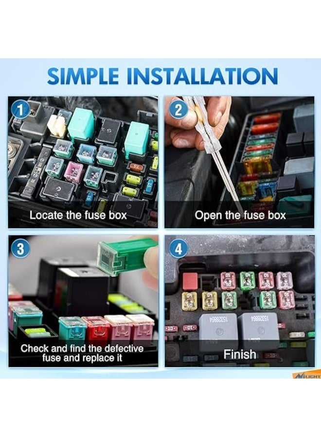 Lynacz Original Car Fuse Assortment Kit, 250PCS Fuses 5A 7.5A 10A 15A 20A 25A 30A Standard Mini Fuses 20A 30A 40A 50A 60A Low Tall STD Profile Fuses for Car Truck - Image 2