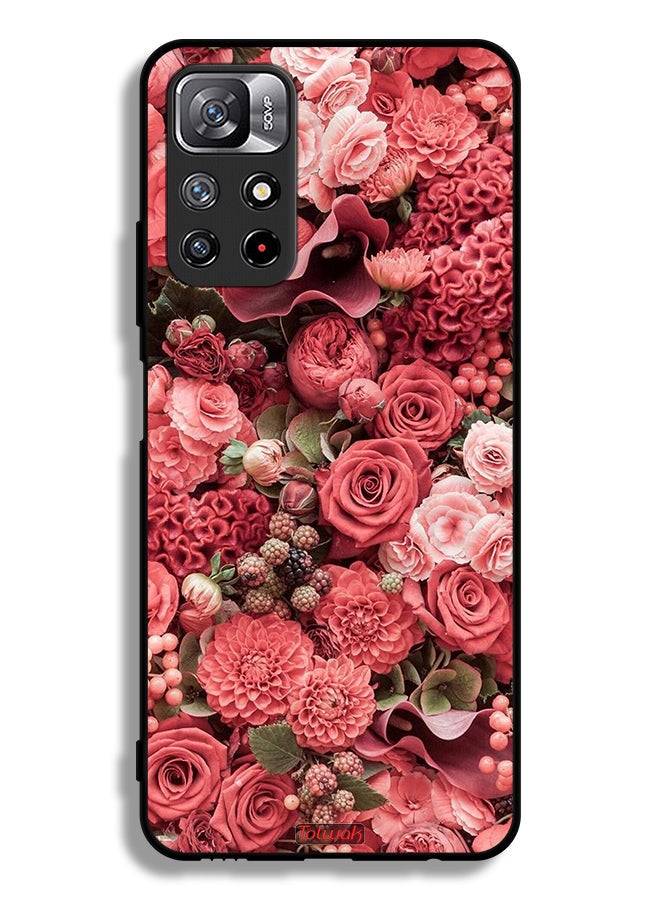 Tolwak Xiaomi Redmi Note 11S Protective Case Cover Peach Roses - Image 2