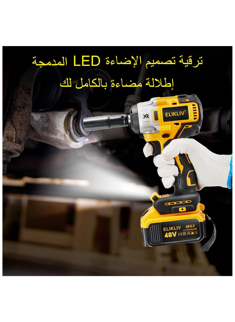 ELIKLIV - Cordless Impact Wrench,48V 300N.m Brushless Impact Gun with 4.0Ah Battery, Charger  6 Sockets,Electric Impact Wrench for Car Home - Image 1