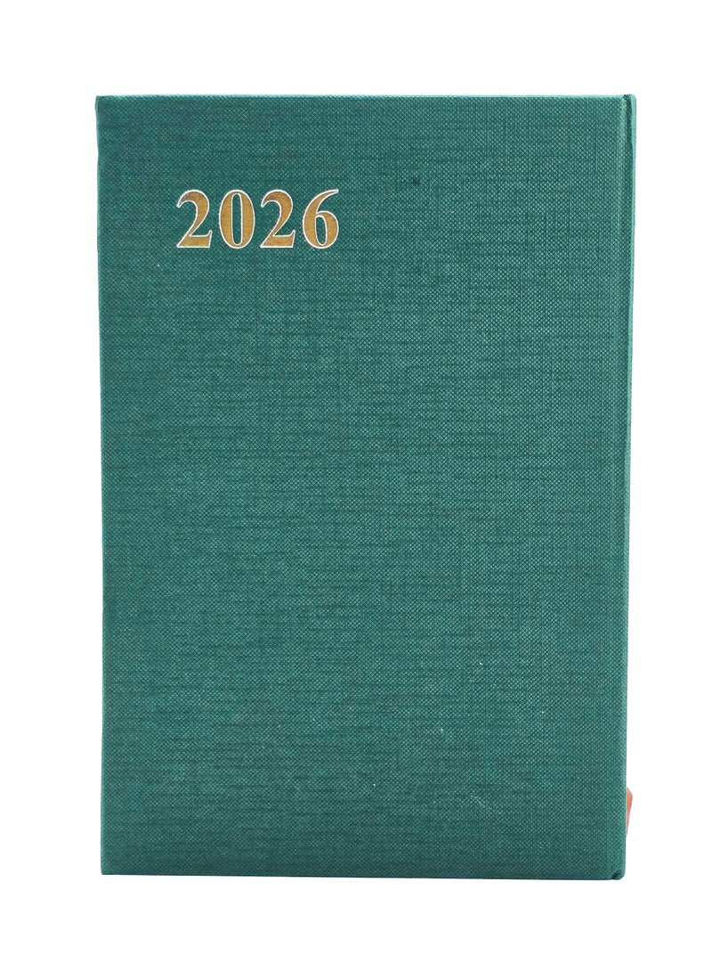 2026 Diary, Daily Planner Notebook,  Cloth Cover, Thick Paper - Green - Image 1