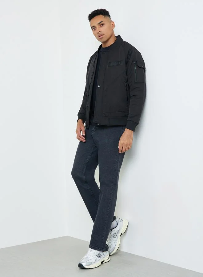 Fort Collins Men Button Zip-Up Bomber Jacket