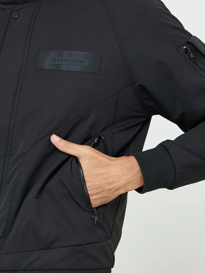 Fort Collins Black Men Button Zip-Up Bomber Jacket for Men | Best Price UAE