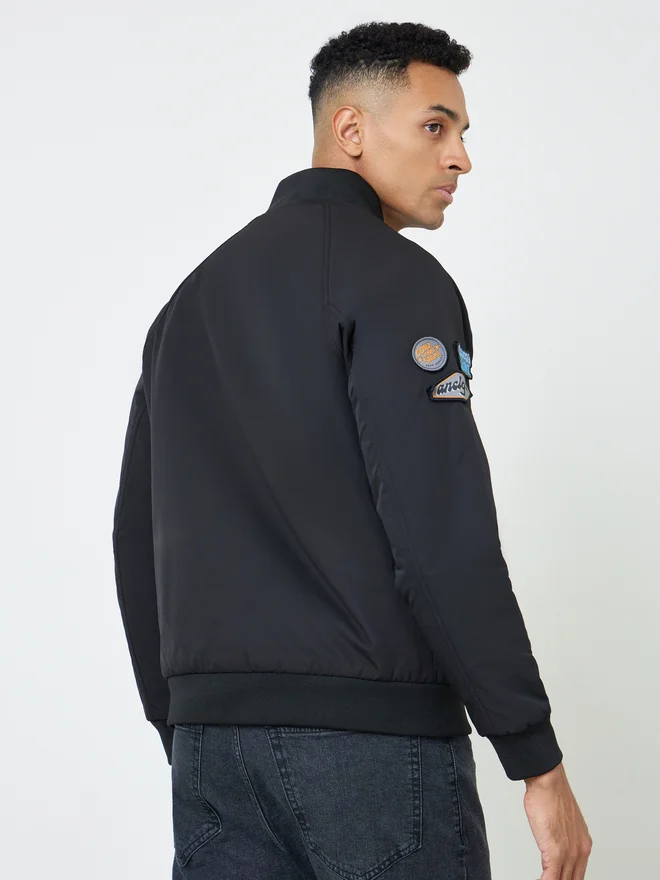 Fort Collins Black Men Button Zip-Up Bomber Jacket for Men | Best Price UAE