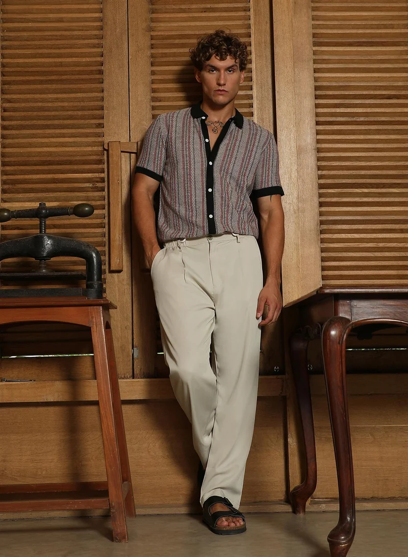 Campus Sutra Men's Slim Fit Striped Polo Collar Shirt