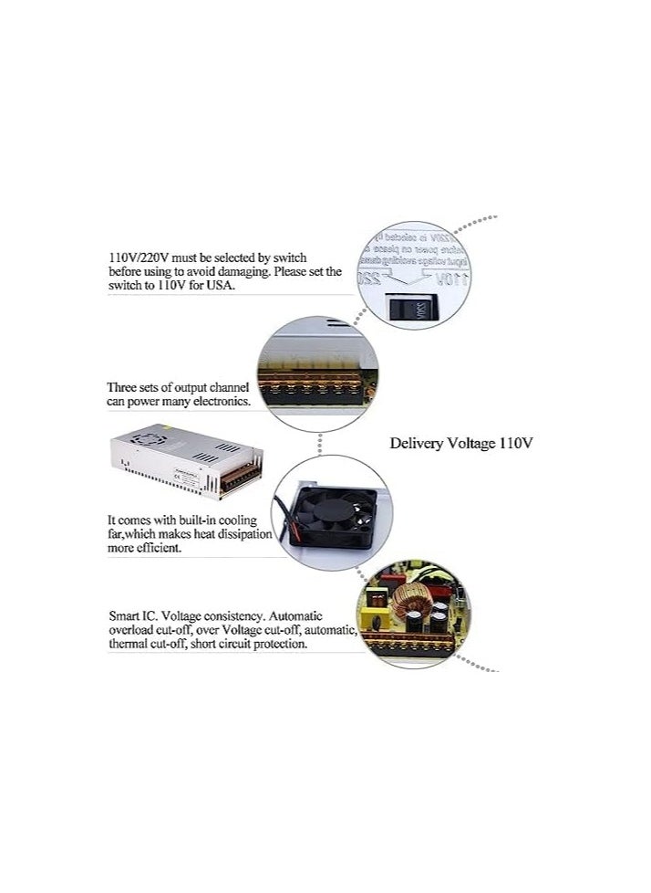 Generic - Versatile 12V 30A Power Supply - 360W Universal Regulated Switching AC to DC Converter for LED Strips, CCTV, Radios, Computers - Supports AC110V/220V Input - Image 1