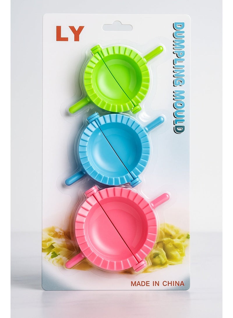 اي ار تي سي طقم قوالب زلابية من 3 قطع LY-7750 | مكبس عجين بلاستيكي ملون للزلابية والرافيولي والإمباناداس والمومو والمعجنات | أداة مطبخ سهلة الاستخدام، غير لاصقة، آمنة للاستخدام في غسالة الأطباق - أخضر، أزرق، ووردي - Image 1