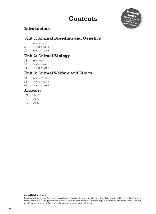 Pearson REVISE BTEC National Animal Management Revision Workbook - 2023 and 2024 exams and assessments  - Image 3