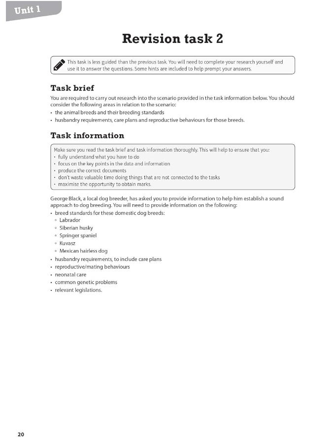 Pearson REVISE BTEC National Animal Management Revision Workbook - 2023 and 2024 exams and assessments