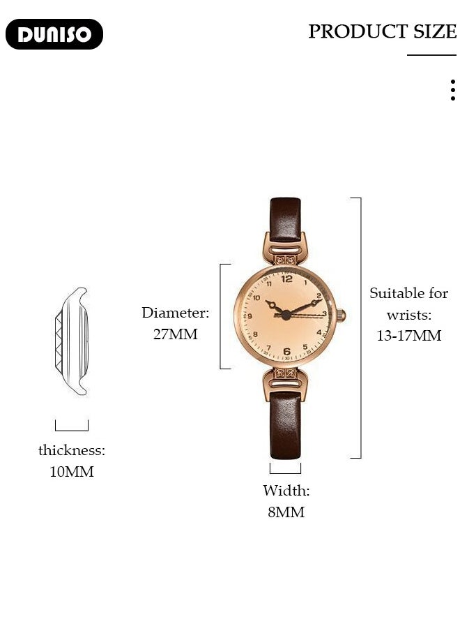 DUNISO Simple Retro Quartz Watch for Men Women Minimalist Casual Fashion Thin Small Round Student Wrist Watch with Easy Read Dial Dial PU Leather Strap  - Image 2