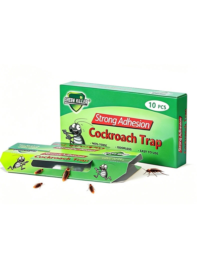GREEN KILLER 10 PCS Roach Killer Indoor Sticky Roach Traps Glue Cockroach Killer Infestation Home Cockroach Trap for Indoor Home Pest Bug Insect Control - Image 1