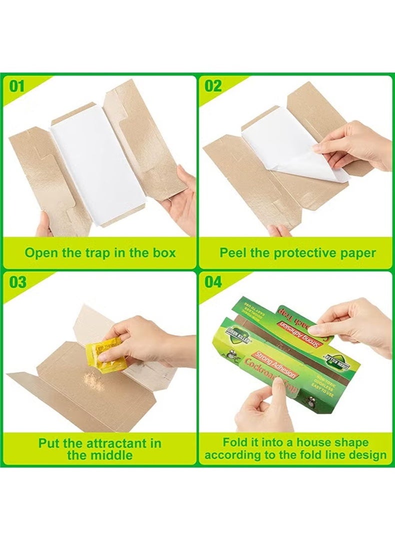 GREEN KILLER 10 PCS Roach Killer Indoor Sticky Roach Traps Glue Cockroach Killer Infestation Home Cockroach Trap for Indoor Home Pest Bug Insect Control - Image 4