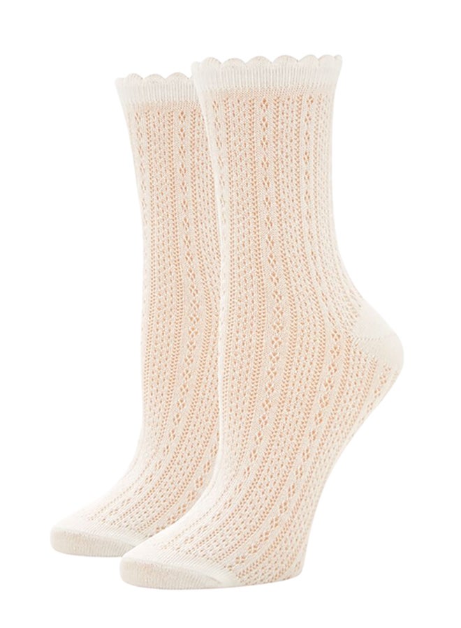FOREVER 21 Pointelle Knit Crew Socks - Image 1