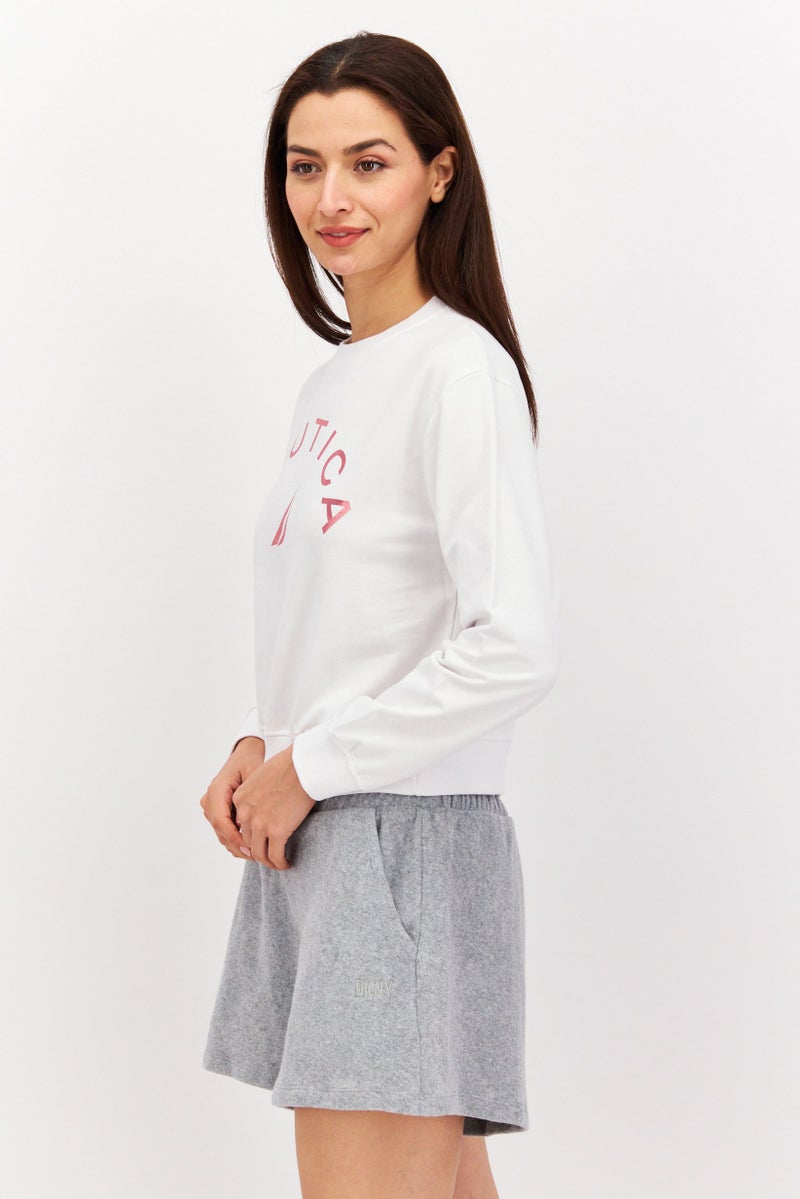 NAUTICA Women Sportswear Fit Long Sleeve Outdoor Sweatshirt, White  - Image 3