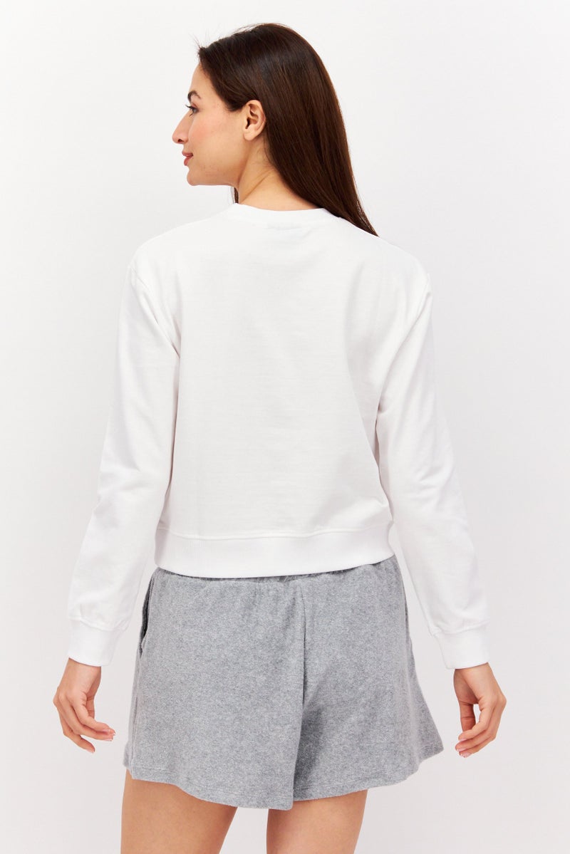 NAUTICA Women Sportswear Fit Long Sleeve Outdoor Sweatshirt, White  - Image 2