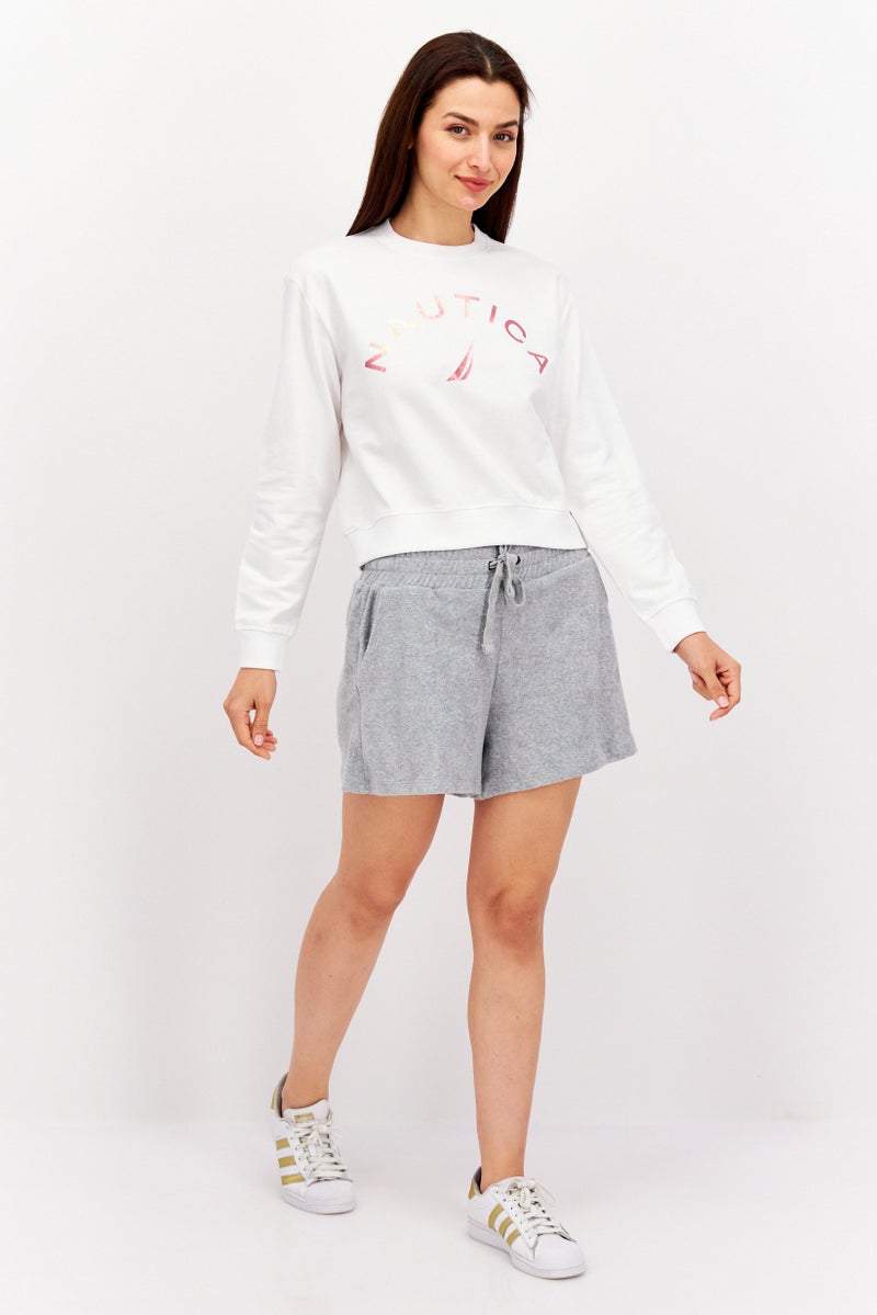 NAUTICA سويت شيرت رياضي نسائي بأكمام طويلة مناسب في الهواء الطلق، أبيض - Image 4