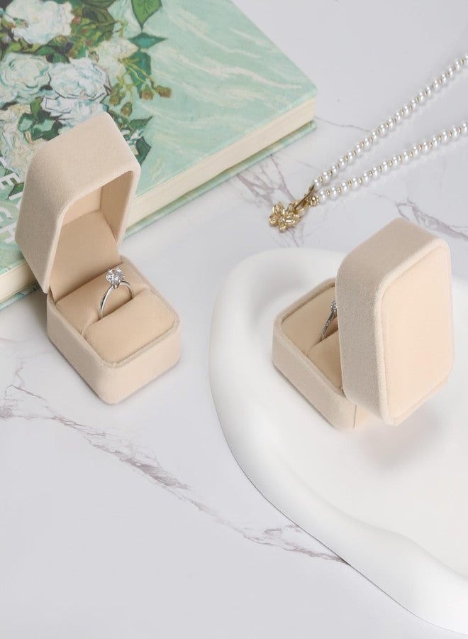 LETURE 4 Pieces Velvet Ring Gift Boxes Set, Earring Pendant Jewelry Case, Jewellry Display Box for Wedding, Engagement,Proposal, Birthday and Anniversary (Apricot-4PCS) - Image 5