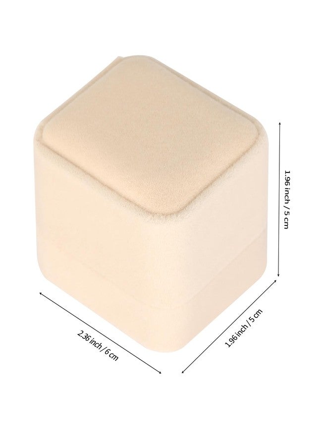 LETURE 4 Pieces Velvet Ring Gift Boxes Set, Earring Pendant Jewelry Case, Jewellry Display Box for Wedding, Engagement,Proposal, Birthday and Anniversary (Apricot-4PCS) - Image 2